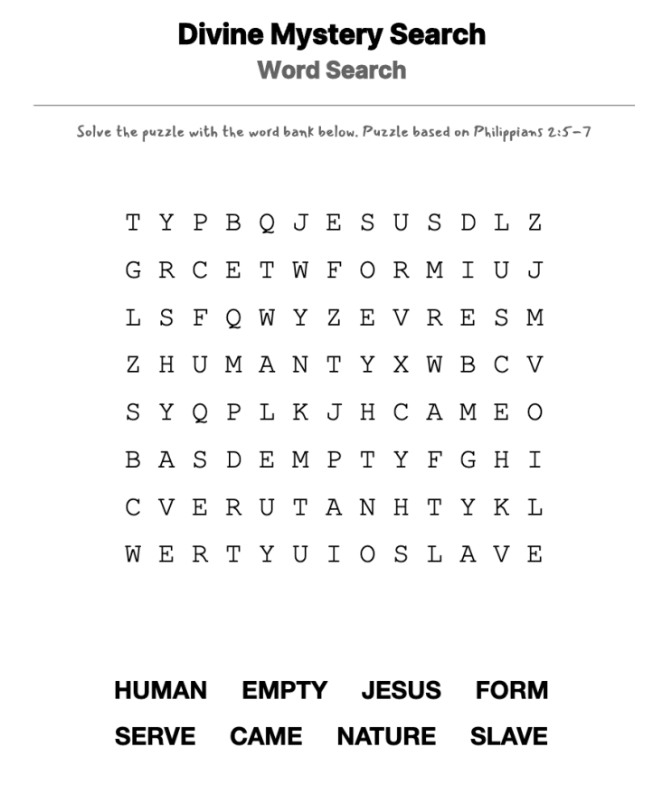 The Servant King word-search